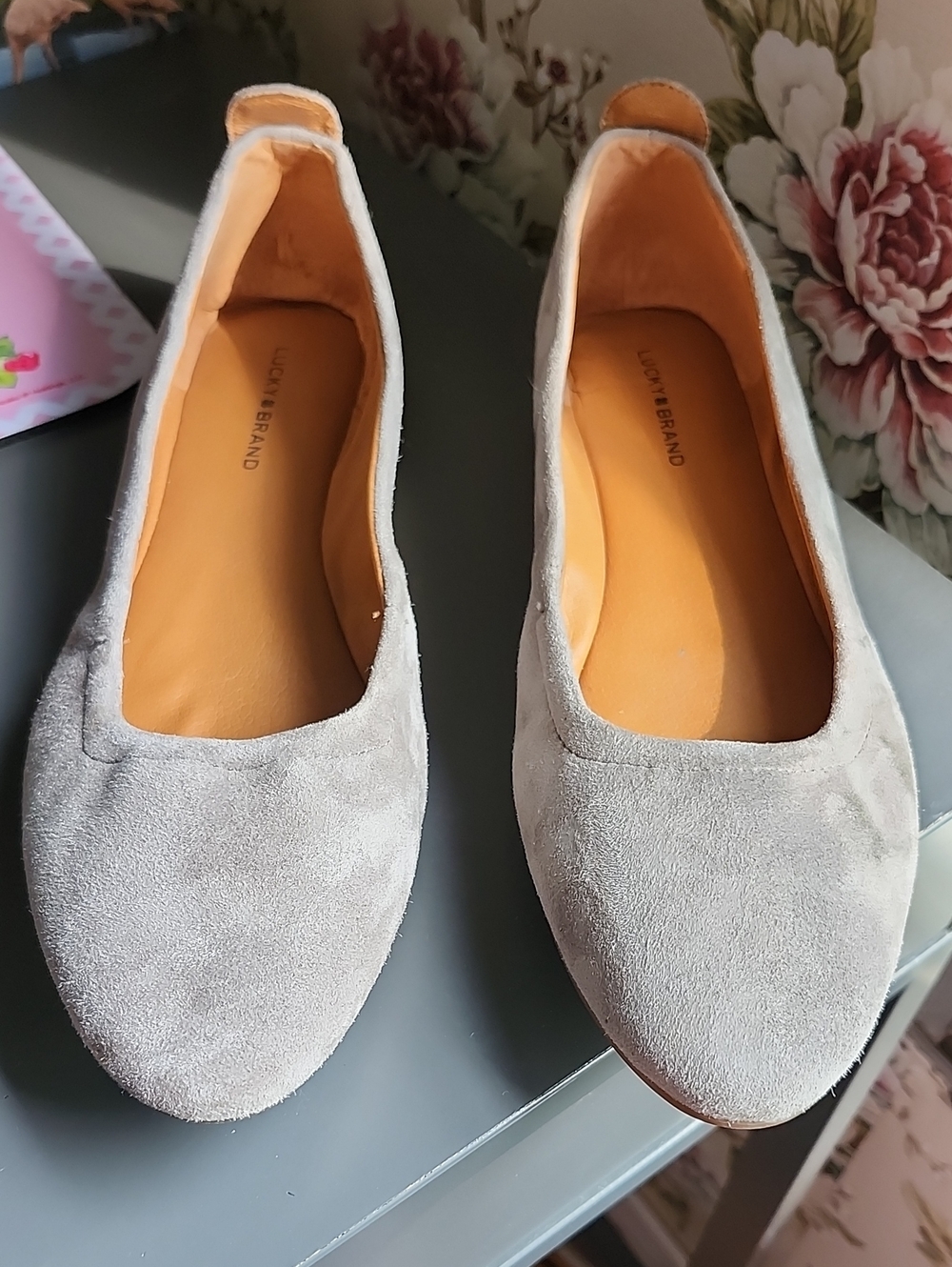 Lucky Brand Gray Suede Ballet Flats